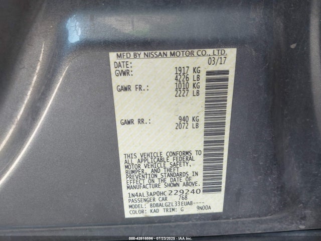 1N4AL3AP0HC229240 Nissan Altima