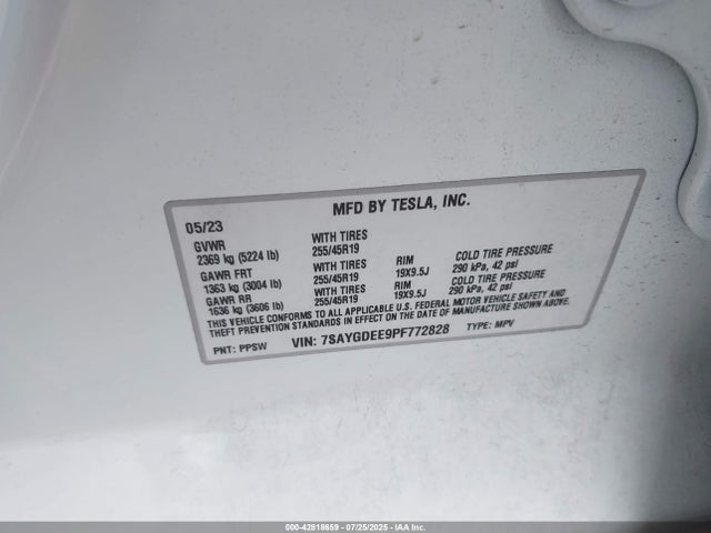 Tesla Model Y 2023 7SAYGDEE9PF772828 Image 8
