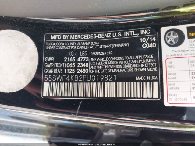 2015 MERCEDES-BENZ C 300 55SWF4KB2FU019821 Photo 8