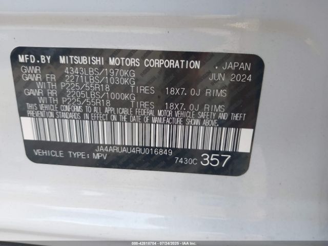 2024 MITSUBISHI OUTLANDER SPORT JA4ARUAU4RU016849 Photo 8
