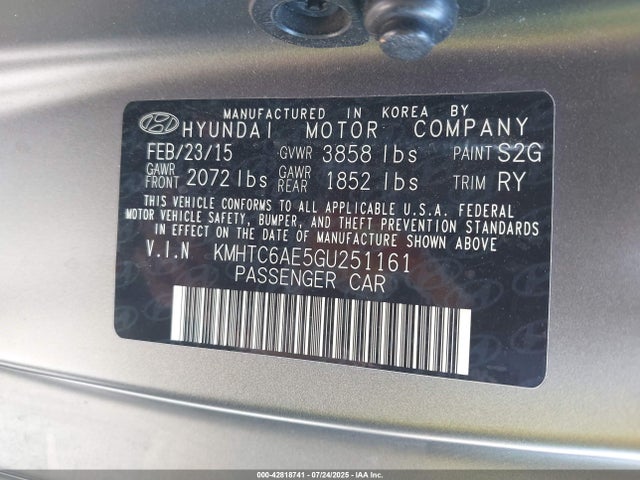 KMHTC6AE5GU251161 Hyundai dohc t-gdi gamma
