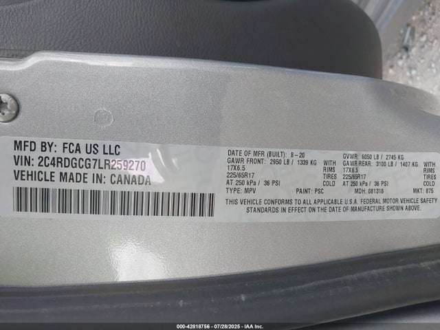 Dodge Grand Caravan 2020 2C4RDGCG7LR259270 Image 9