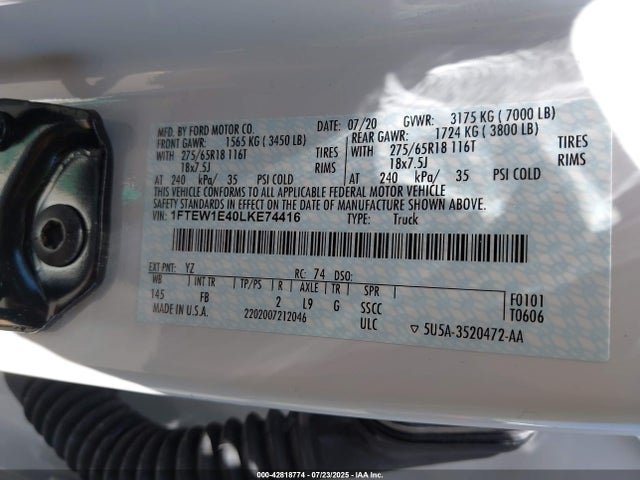 Ford gtdi 2020 1FTEW1E40LKE74416 Image 9