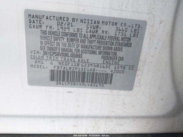 Nissan 2021 2021 3N1CP5BVXML485693 Image 9