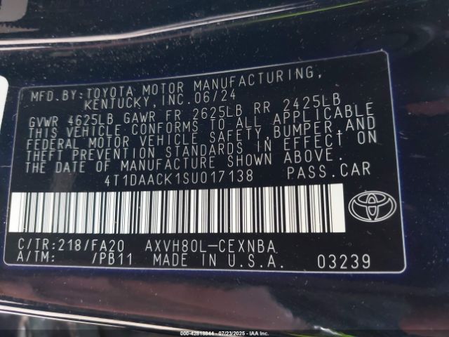 2025 TOYOTA CAMRY 4T1DAACK1SU017138 Photo 8