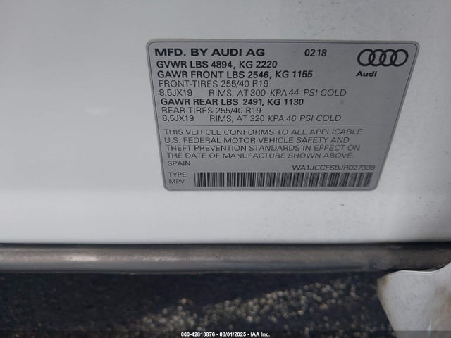 2018 AUDI Q3 WA1JCCFS0JR027339 Photo 8