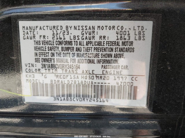 3N1AB8CV0RY245164 Nissan 2024