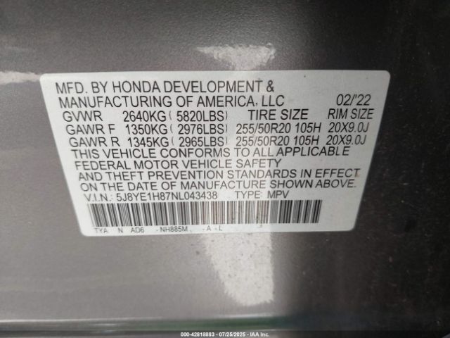 2022 ACURA MDX 5J8YE1H87NL043438 Photo 8