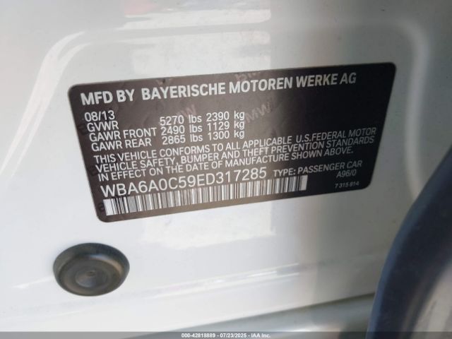 2014 BMW 640I GRAN COUPE WBA6A0C59ED317285 Photo 8