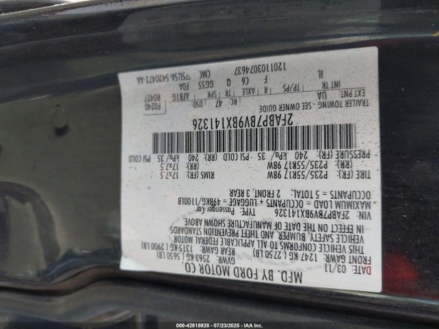 Aukcja sprzedaży 2011 Ford Crown Victoria Police Interceptor, vin: 2FABP7BV9BX141326, numer aukcji: 42818928