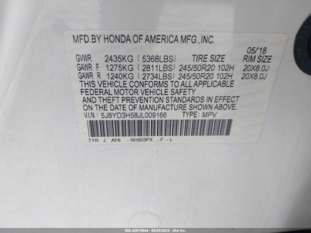 2018 ACURA MDX 5J8YD3H58JL009166 Photo 8