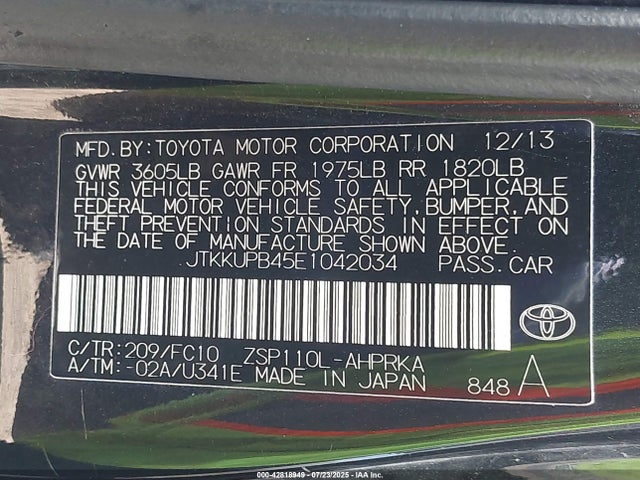 Scion 2zr-fe 2014 JTKKUPB45E1042034 Image 9