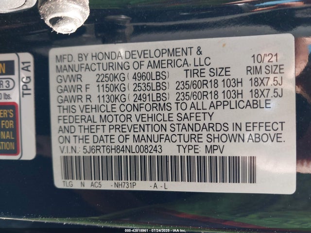 Honda lfb2 2022 5J6RT6H84NL008243 Image 9