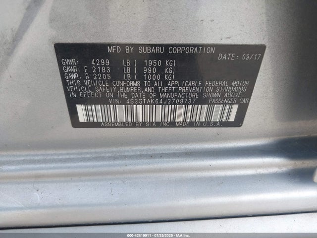 4S3GTAK64J3709737 Subaru Impreza