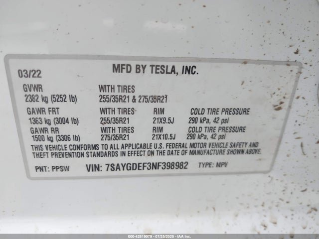 2022 TESLA MODEL Y 7SAYGDEF3NF398982 Photo 8