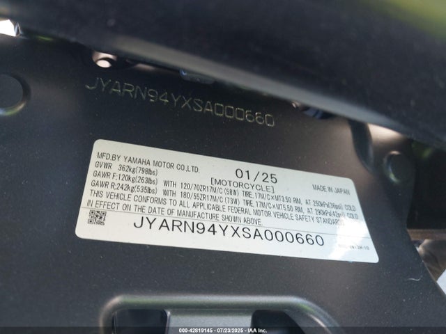 JYARN94YXSA000660 Yamaha Mtn890 (mt-09)