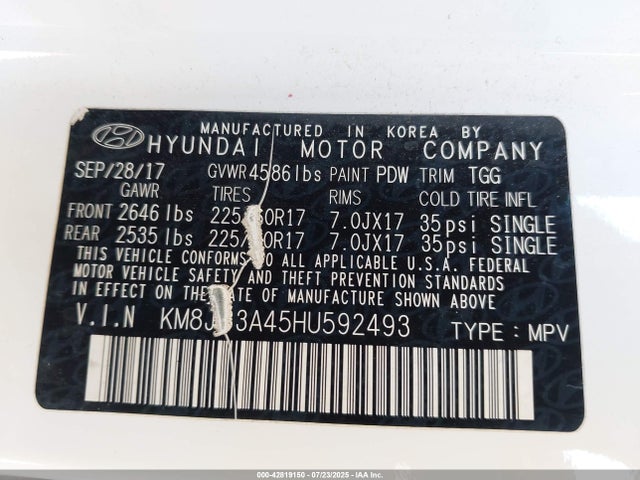 KM8J33A45HU592493 Hyundai gdi nu