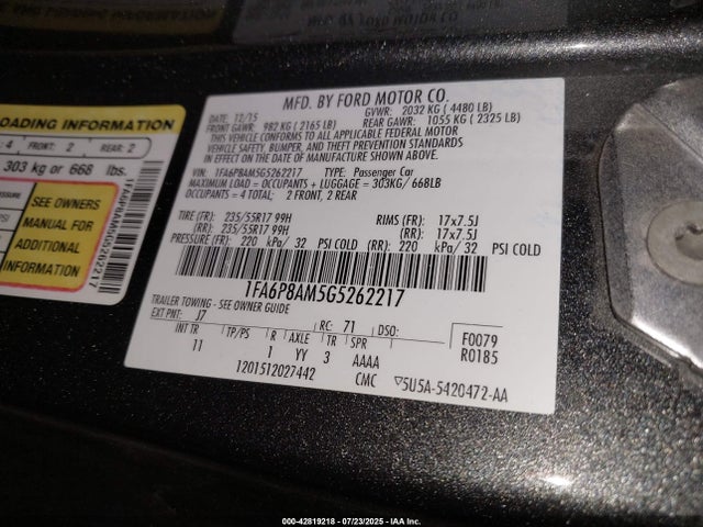 Ford 2016 2016 1FA6P8AM5G5262217 Image 9