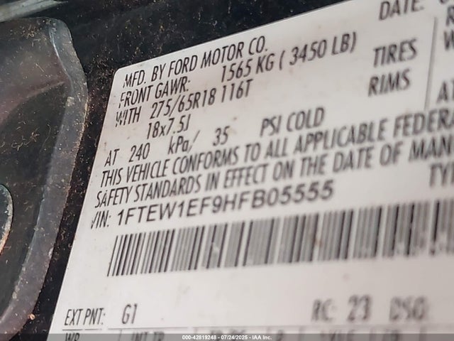 Ford 5.0l-4v 2017 1FTEW1EF9HFB05555 Image 9