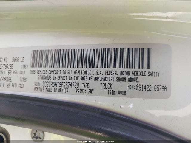 3C6TR5HT9FG674769 RAM 2015