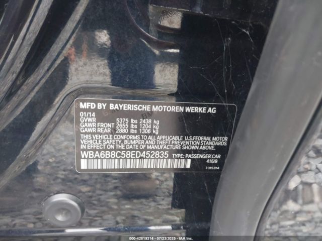 2014 BMW 640I GRAN COUPE WBA6B8C58ED452835 Photo 8