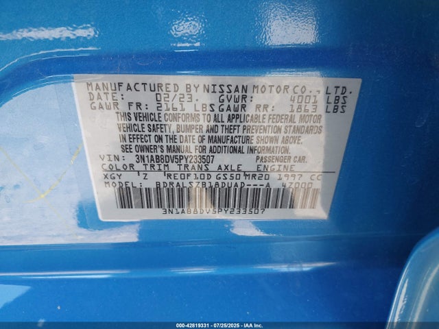 Nissan Sentra 2023 3N1AB8DV5PY233507 Image 9