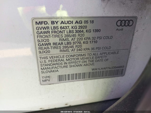 2018 AUDI Q7 WA1LHAF74JD044653 Photo 8