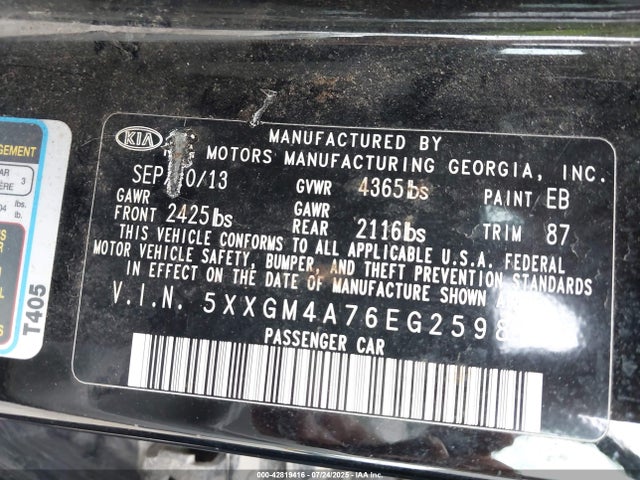 5XXGM4A76EG259815 KIA dohc gdi theta ii