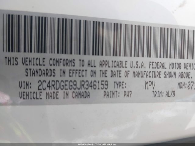2018 DODGE GRAND CARAVAN 2C4RDGEG9JR346159 Photo 8