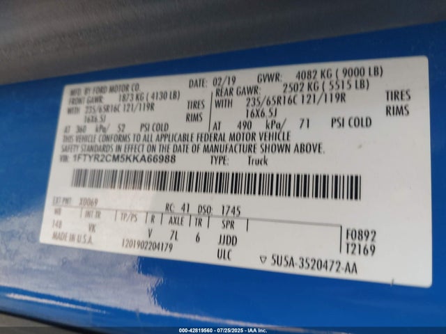 Ford Transit 2019 1FTYR2CM5KKA66988 Image 9