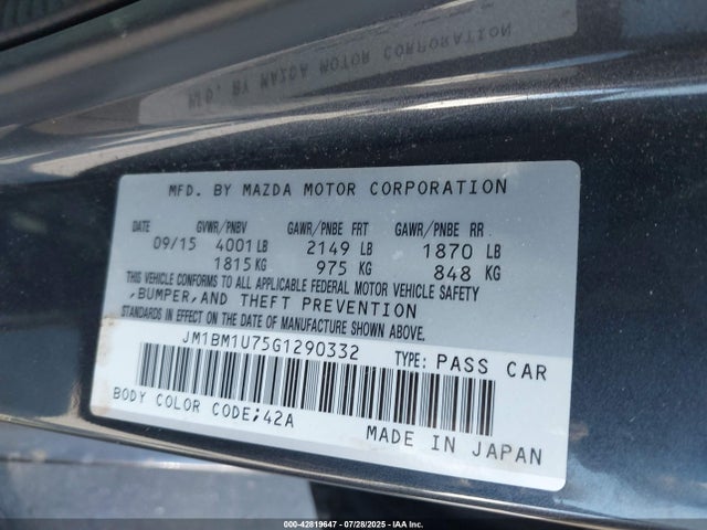 JM1BM1U75G1290332 Mazda pe