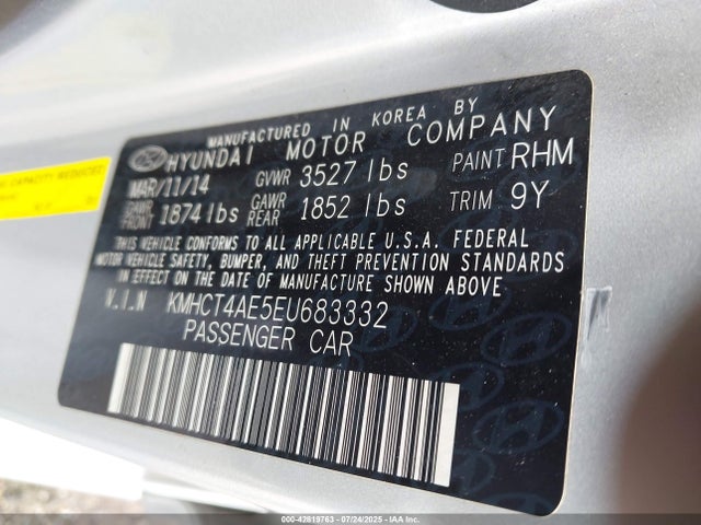KMHCT4AE5EU683332 Hyundai dohc gdi gamma