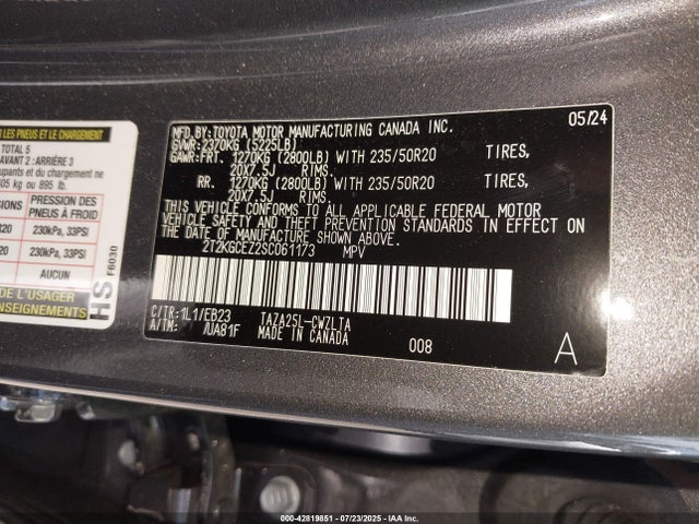 2T2KGCEZ2SC061173 Lexus t24a-fts