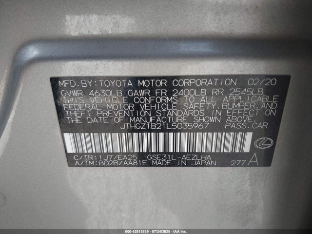 JTHGZ1B21L5035967 Lexus 2gr-fks