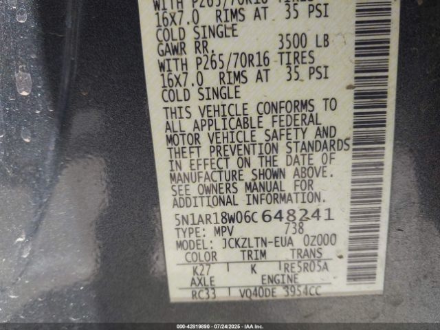 2006 NISSAN PATHFINDER 5N1AR18W06C648241 Photo 8