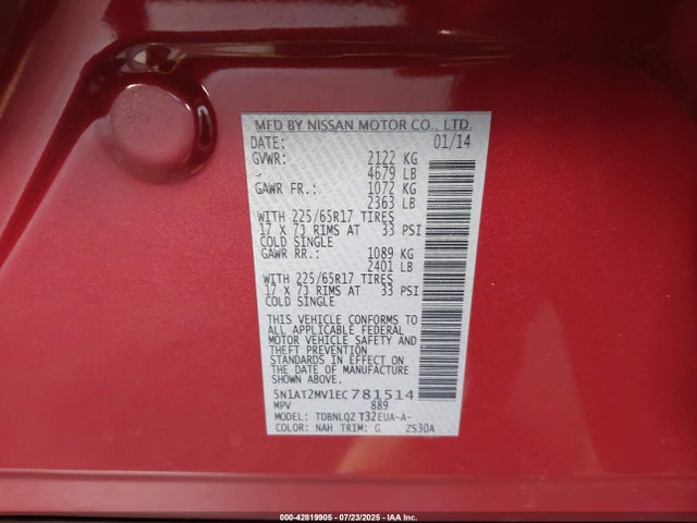 Nissan 2014 2014 5N1AT2MV1EC781514 Image 9
