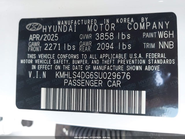 KMHLS4DG6SU029676 Hyundai mpi nu pe