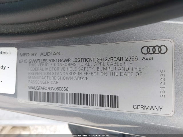 2016 AUDI A6 WAUGFAFC7GN060856 Photo 8