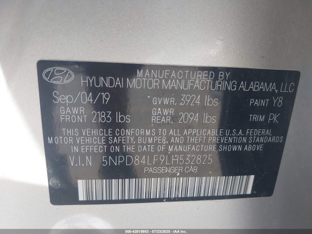 Hyundai ELANTRA SEL 2020 5NPD84LF9LH532825 Image 9