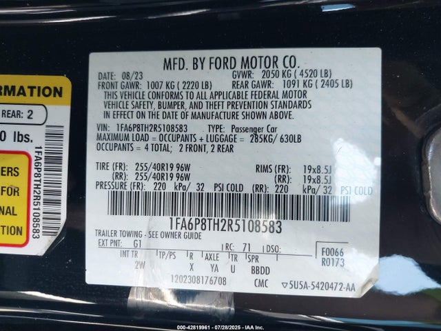 Ford 4v 2024 1FA6P8TH2R5108583 Image 9