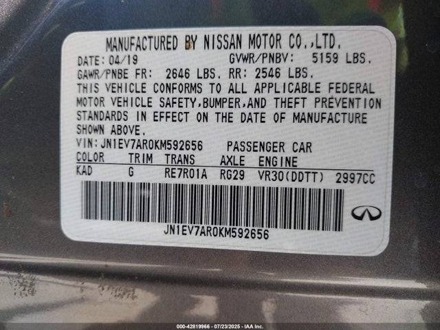 Infiniti 2019 2019 JN1EV7AR0KM592656 Image 9