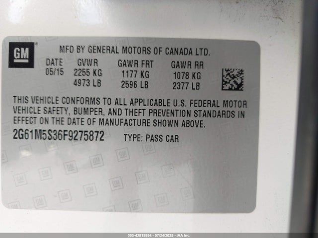 2015 CADILLAC XTS 2G61M5S36F9275872 Photo 8