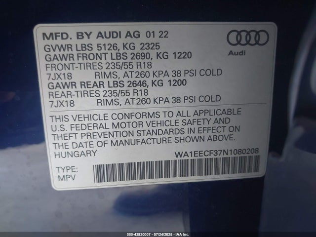 2022 AUDI Q3 WA1EECF37N1080208 Photo 8