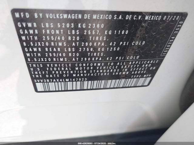 Volkswagen 2020 2020 3VV3B7AX4LM147923 Image 9