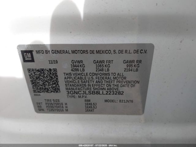 2020 CHEVROLET TRAX 3GNCJLSB8LL223282 Photo 8