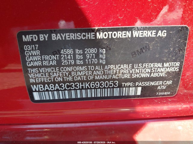 BMW 320i 2017 WBA8A3C33HK693053 Image 9