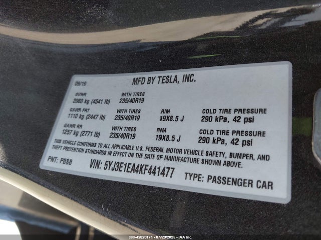 2019 TESLA MODEL 3 5YJ3E1EA4KF441477 Photo 8