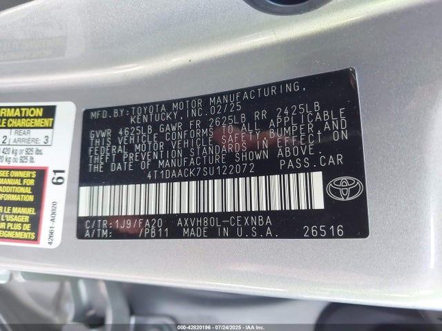 Toyota a25a-fxs 2025 4T1DAACK7SU122072 Image 9