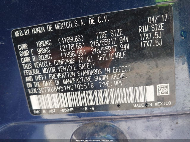 3CZRU6H51HG705518 Honda r18z9