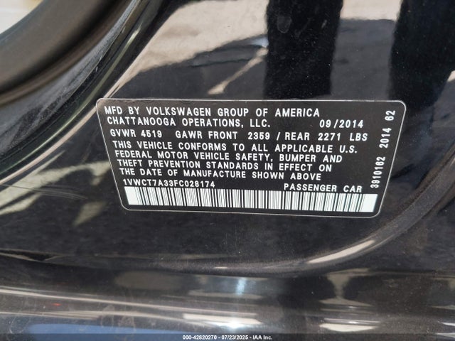 Volkswagen Passat 2015 1VWCT7A33FC028174 Image 9